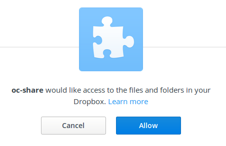 Autoriser l'accès à Dropbox.