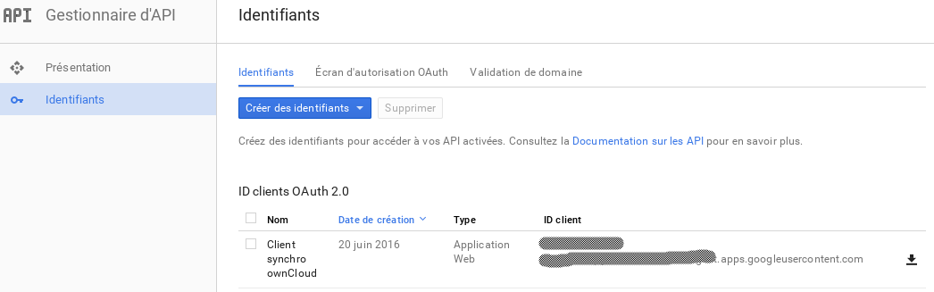 ID client et code secret client.